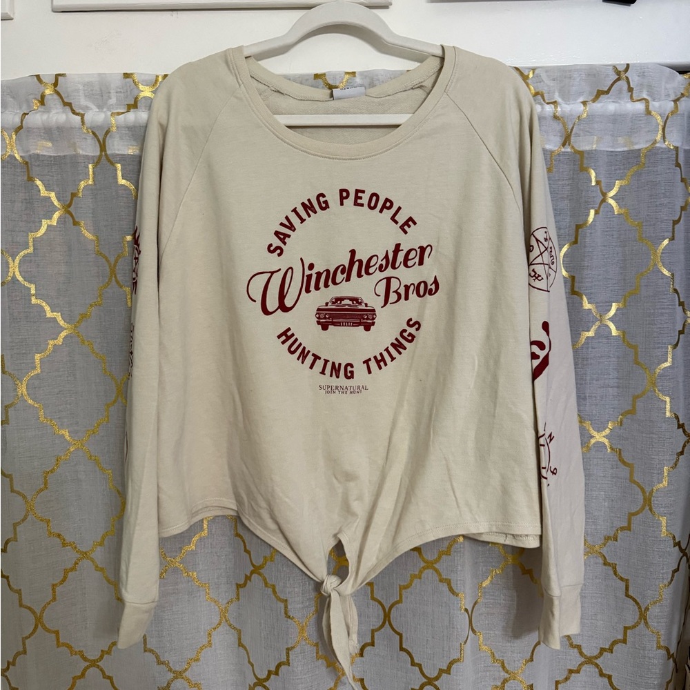 Supernatural Cream Graphic Long Sleeve Top